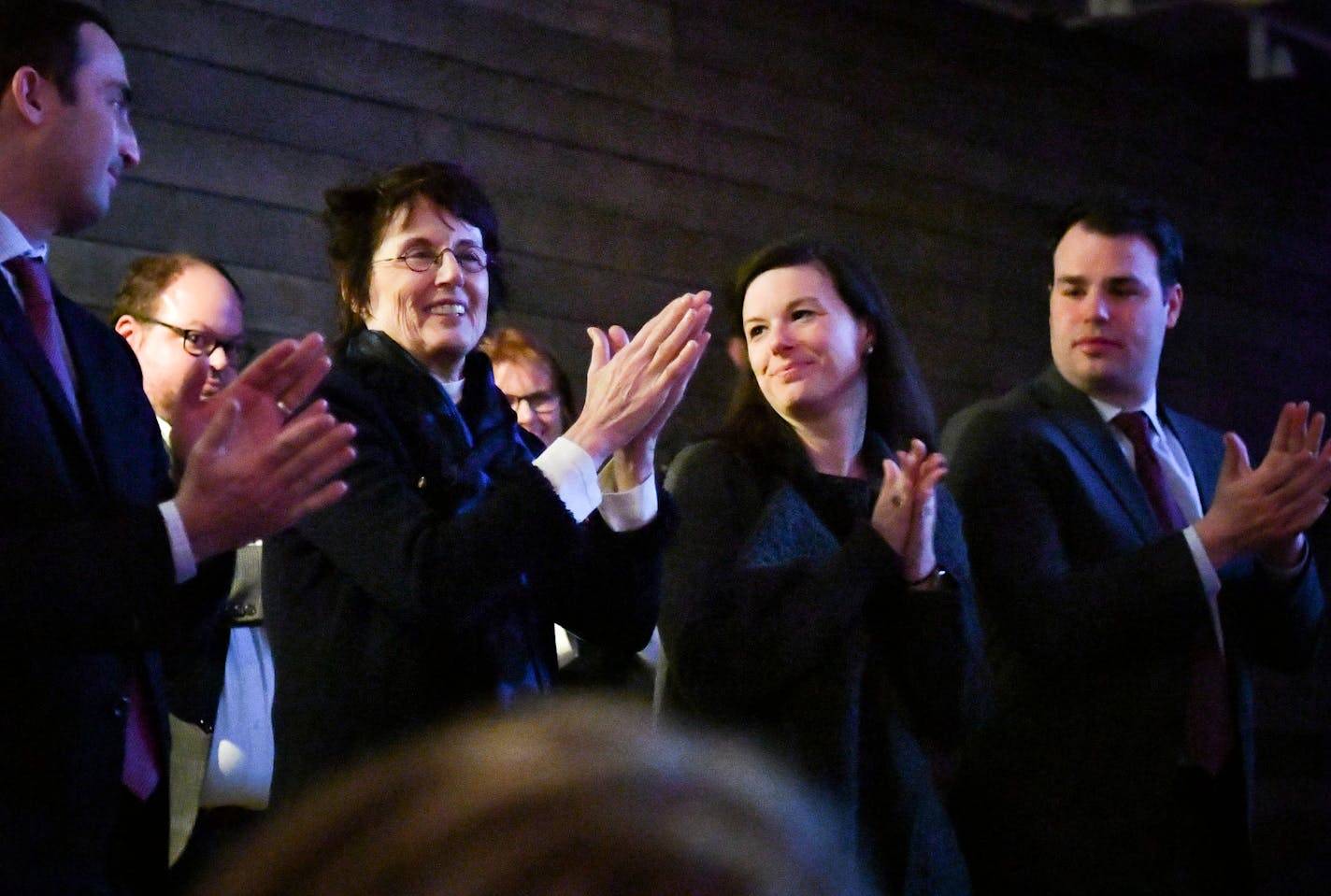 Sen. Al Franken looked over at his wife Franni and thanked her for always being at his side. From left is his son in law Brody Greenwald, wife Franni, daughter Thomasin and son Joe. ] GLEN STUBBE &#x2022; glen.stubbe@startribune.com Thursday, December 28, 2017 Sen. Al Franken made his first public appearance in Minnesota since announcing he was going to resign after numerous women accused him of sexual harassment. He thanked supporters at an event in Minneapolis Thursday evening and say farewell