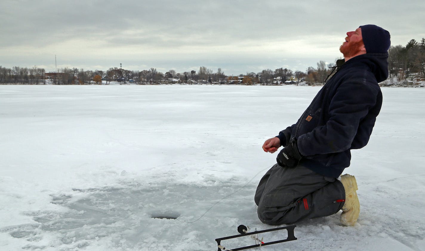 Frank Weeda of Stillwater gasped at his bad luck when his tip-up line broke while pulling in what felt like a big northern pike.