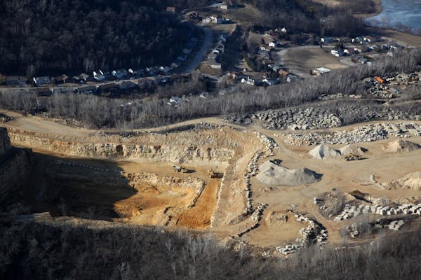 Aerial views of the Biesanz Stone Company's frac sand mining operation, file photo from 2016.