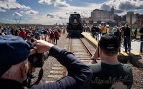 Crowds gather Friday to see the historic steam train The Empress at Union Depot in St. Paul, Minn. The train's arrival coincided with Choo Choo Bob's