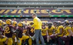 Gophers head coach P.J. Fleck addressed his team after Saturday's spring game. ] AARON LAVINSKY &#xef; aaron.lavinsky@startribune.com The University o