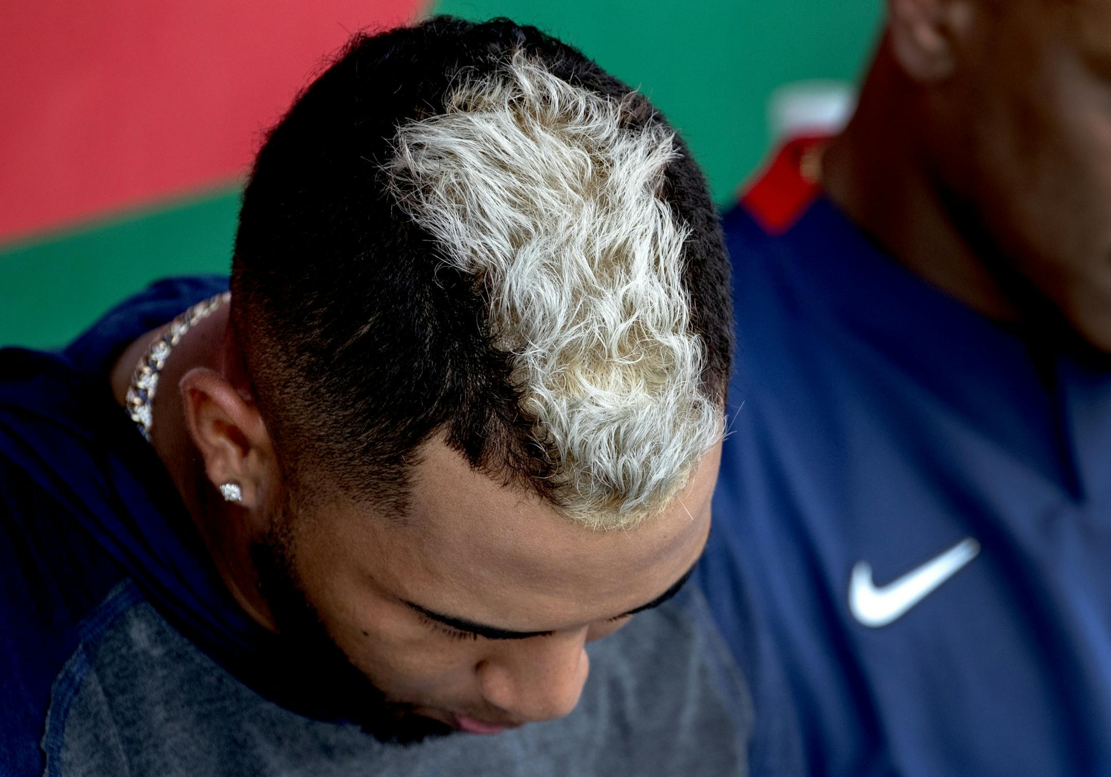 Minnesota Twins' Eddie Rosario waited to take live batting practice.