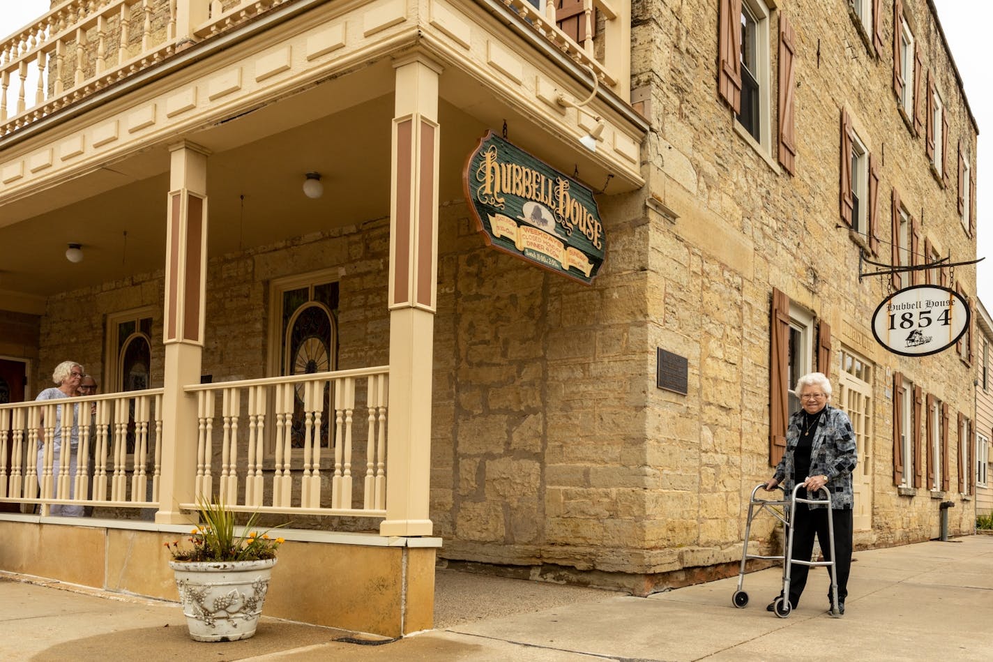 Ninety-year-old Gladys Hopkins, right, says she welcomes the development gradually remaking her beloved Mantorville, where the entire downtown was placed on the National Historic Registry in 1975.