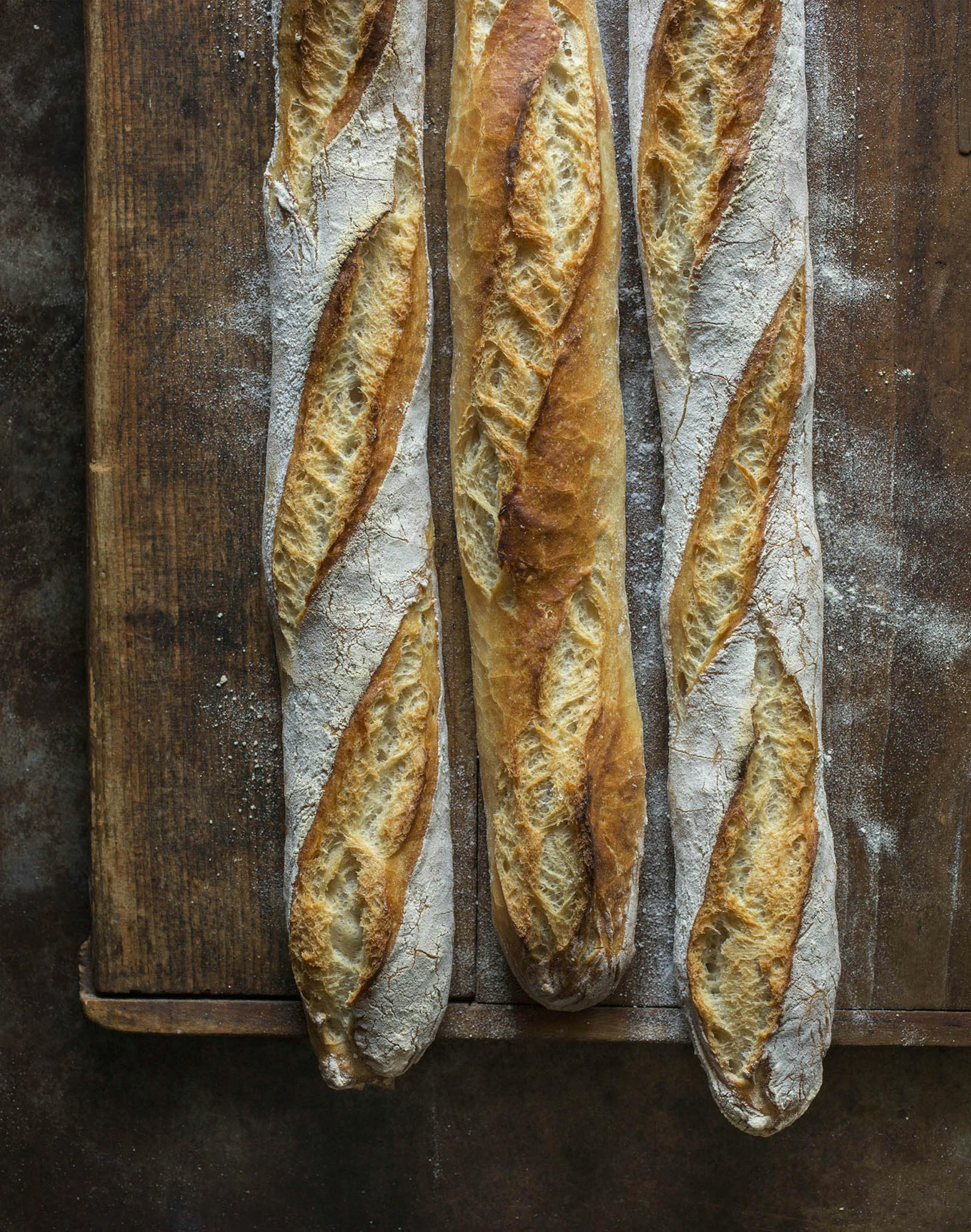 Baguettes, from "The New Artisan Bread in Five Minutes A Day" by Jeff Hertzberg and Zoe Francois. Photos by Stephen Scott Gross.