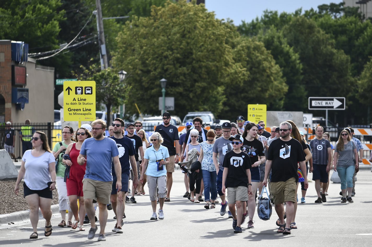 Minnesota United fans made their way toward Allianz Field in July for a game.