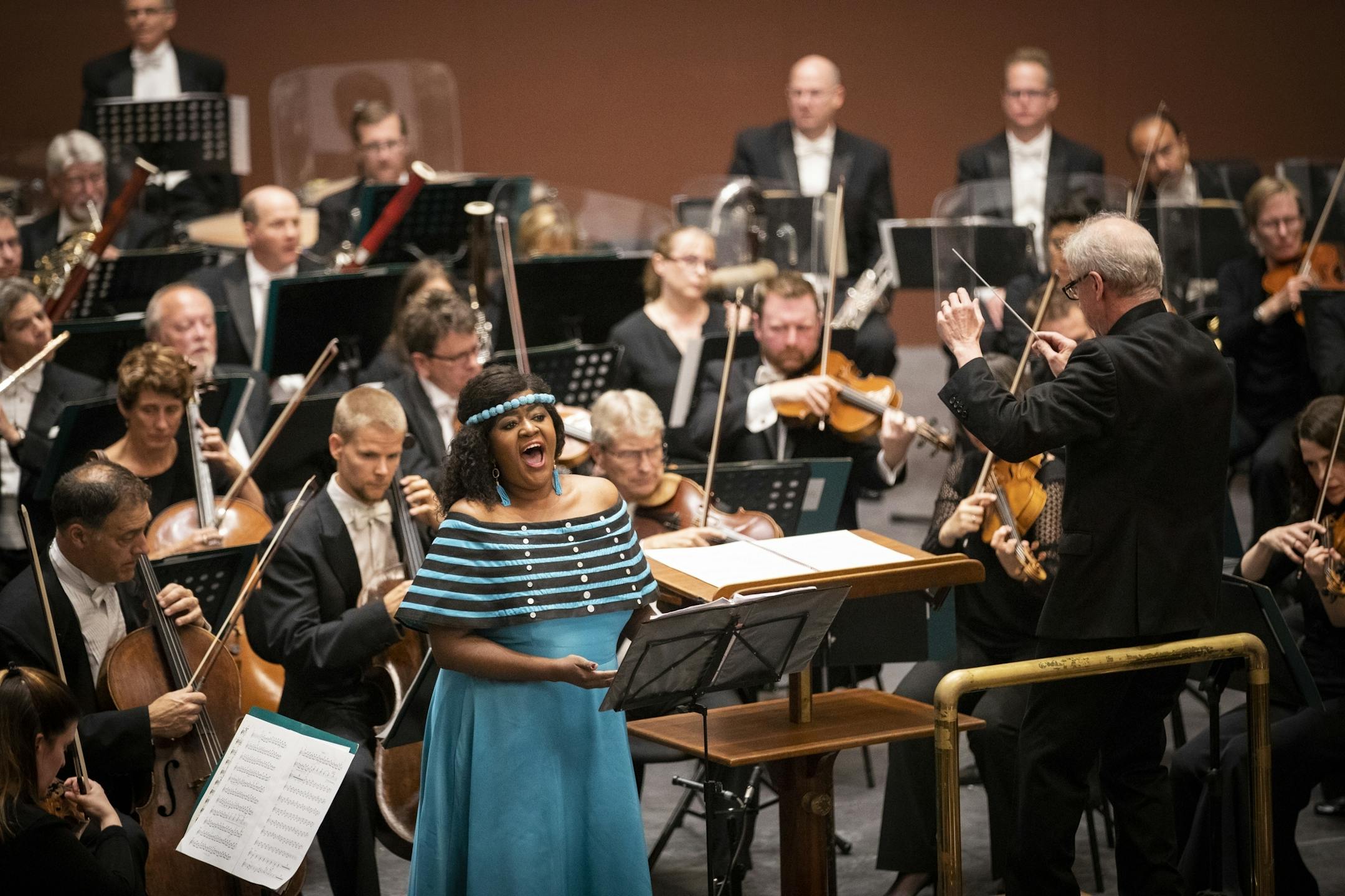Soprano Goitsemang Lehobye sings during the premiere in South Africa of "Harmonia Ubuntu" by South African composer Bongani Ndodana-Breen.