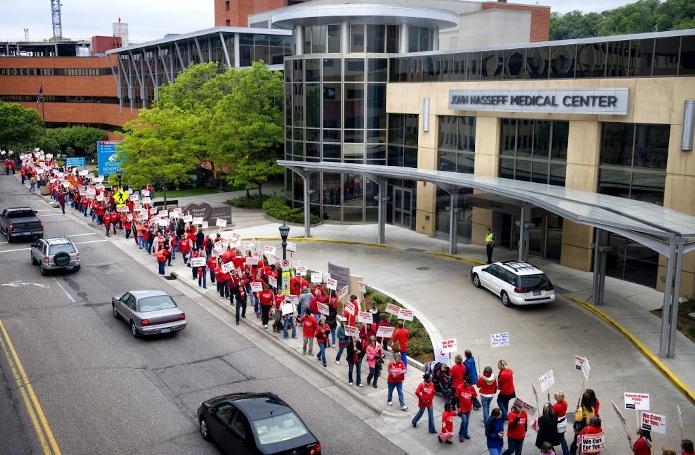 In May, members of the Minnesota Nurses Association did an informational picket outside Allina's United Hospital in St. Paul.