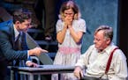 Patrick Coyle, right, with Jason Peterson and Laura Esping, is Willy Loman in Yellow Tree's production of "Death of a Salesman."
Photo credit: Justin 