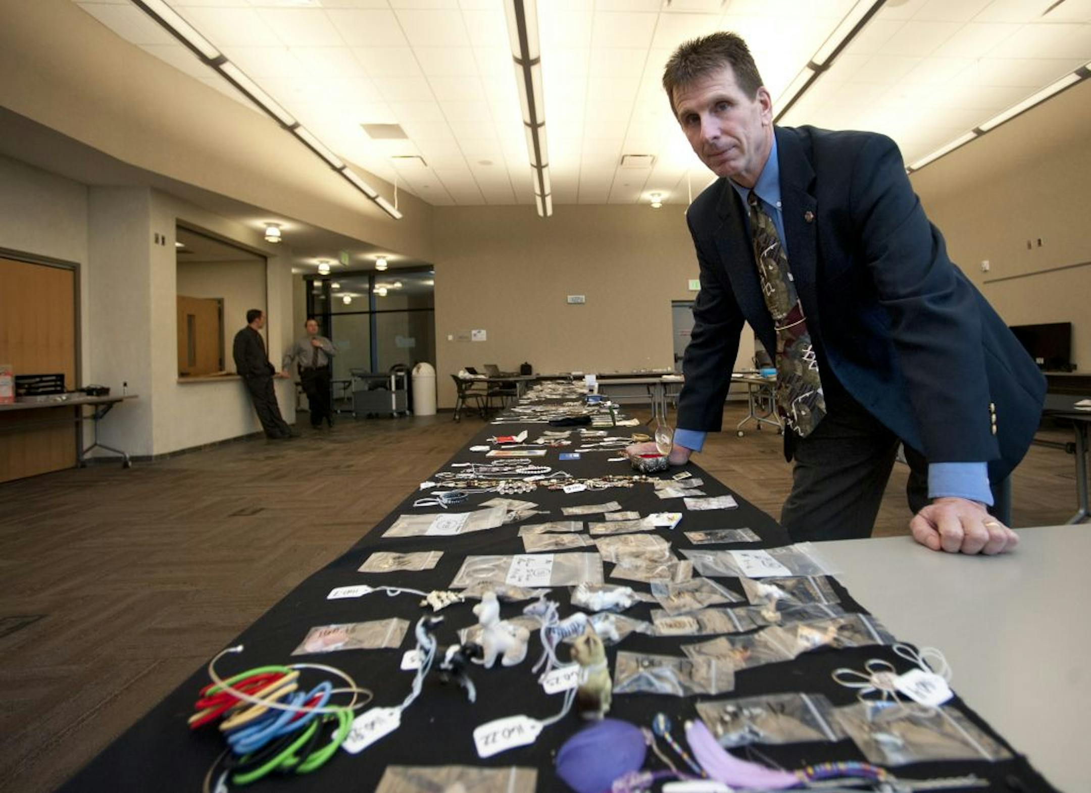Ramsey Police Chief Jim Way looked over some of the recovered items his department tried to reunite with their owners. Two burglary suspects were arrested last month. "With no serial numbers, it's tough to get stuff back. But we're trying," he said.