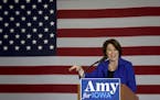 Democratic presidential candidate U.S. Sen. Amy Klobuchar, D-MN., speaks during an event at Grand River Center in Dubuque, Iowa, on Saturday, Dec. 7, 