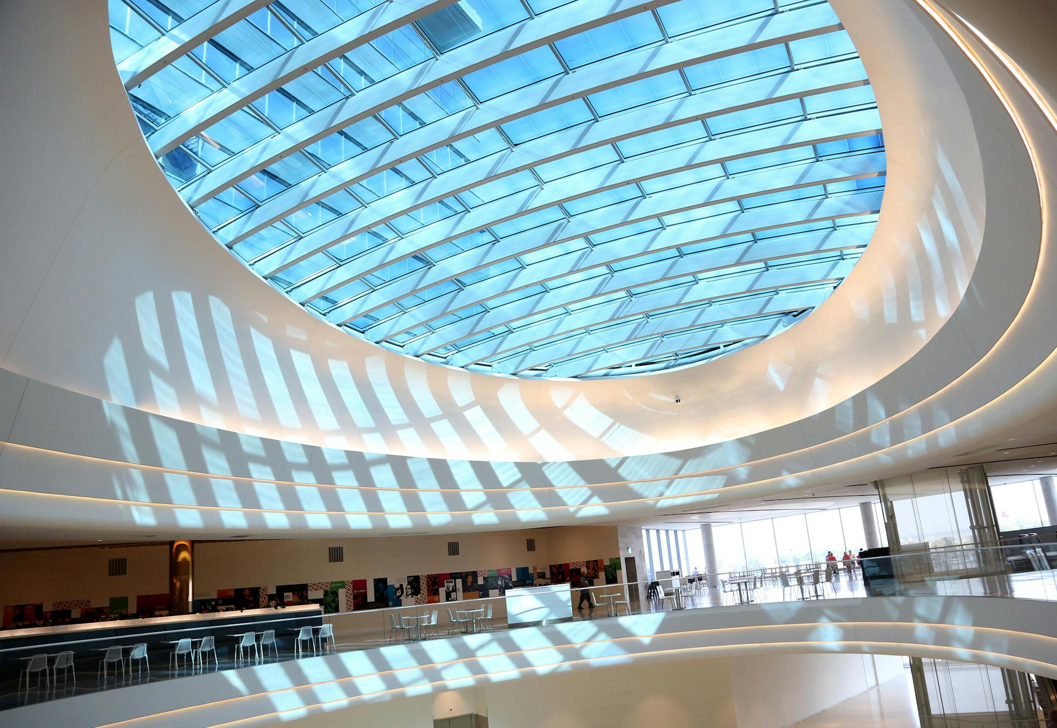 The addition’s 6,000-square-foot atrium is bathed in natural light.