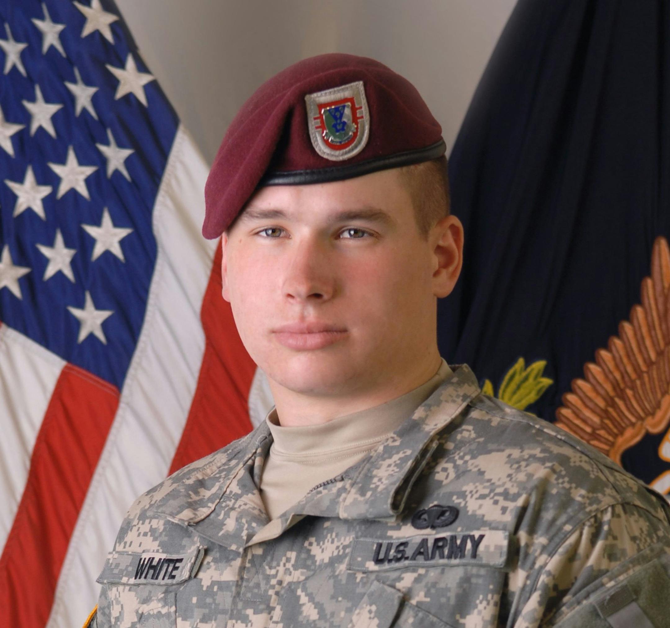 Then Spc. Kyle White in a portrait taken immediately before his deployment to Afghanistan circa mid-2007. The Charlotte, N.C., man will receive the Medal of Honor for his valor fighting in Afghanistan's Nuristan province on May 13. (MCT)