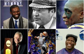 Clockwise from top left: Randy Moss, Willard Ikola, John Randle, Randall McDaniel, Lindsay Whalen and John Gagliardi. They are the Star Tribune Minnes