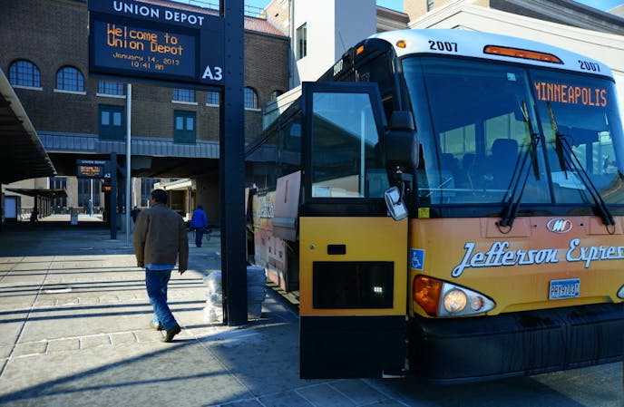 Jan. 14, 2013: Jefferson Lines passengers, drivers and staff were greeted with refreshments, welcoming the regional transportation company to the landmark Union Depot. Today was the first day for passenger service for the Jefferson Lines.