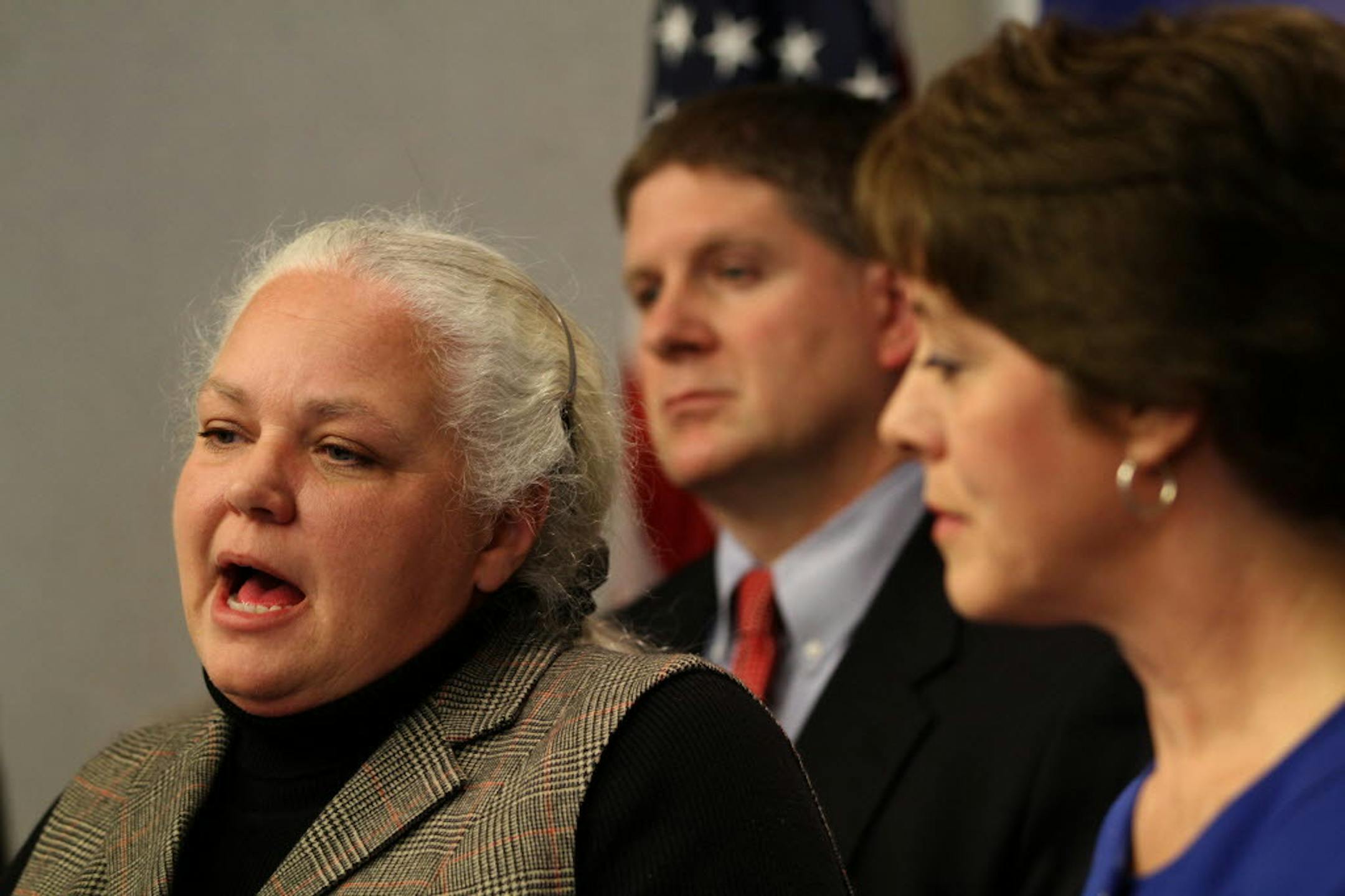 File photo of Rep. Mary Liz Holberg, left, at the Legislature.