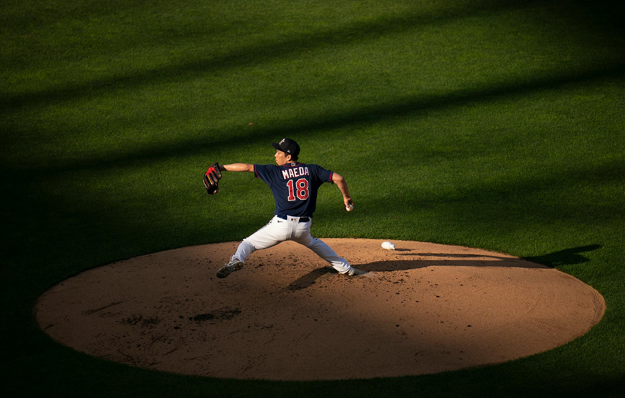 Twins pitcher Kenta Maeda threw live batting practice Sunday evening.