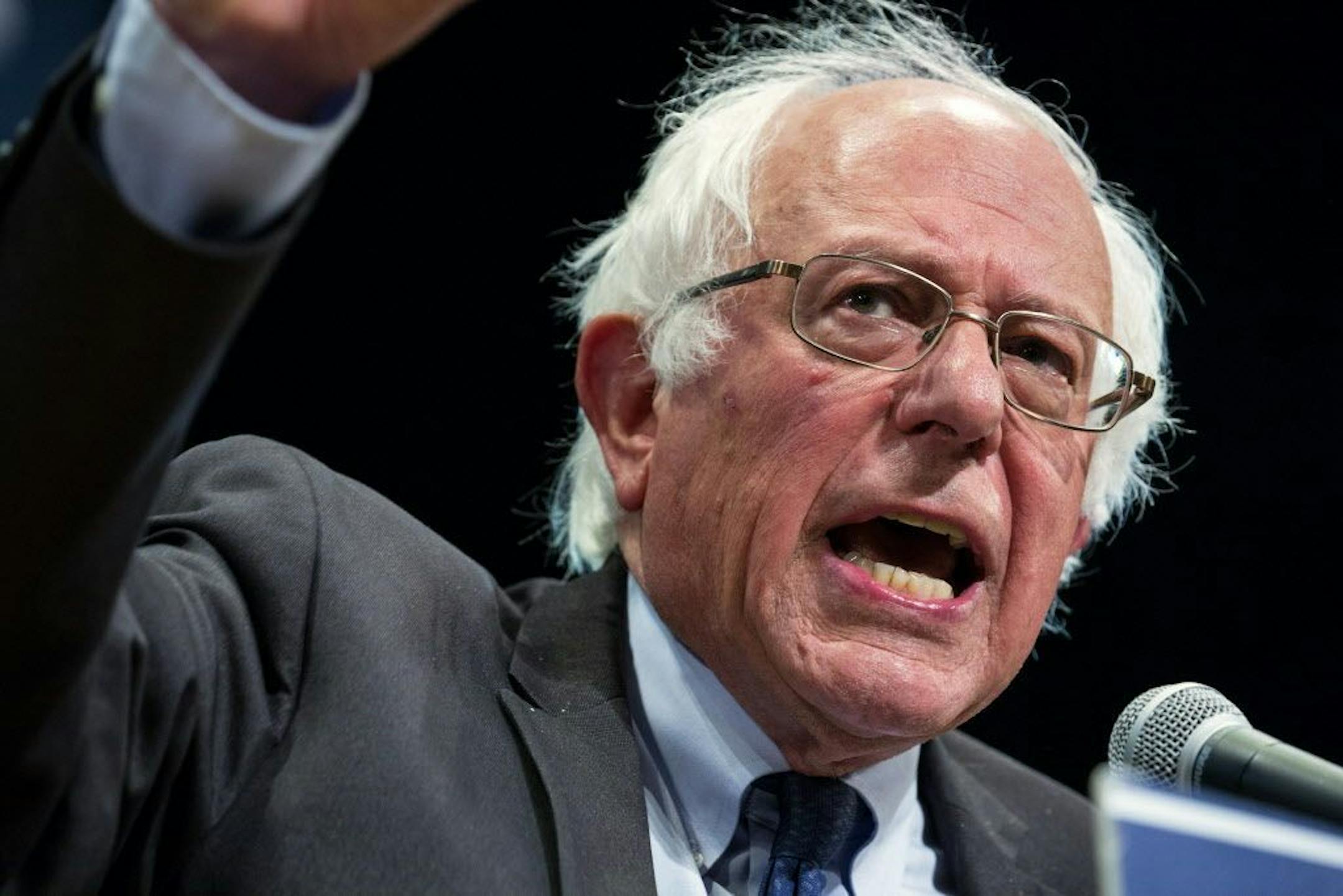 Democratic presidential candidate Sen. Bernie Sanders, I-Vt., addresses supporters in New York Thursday, June 23, 2016.