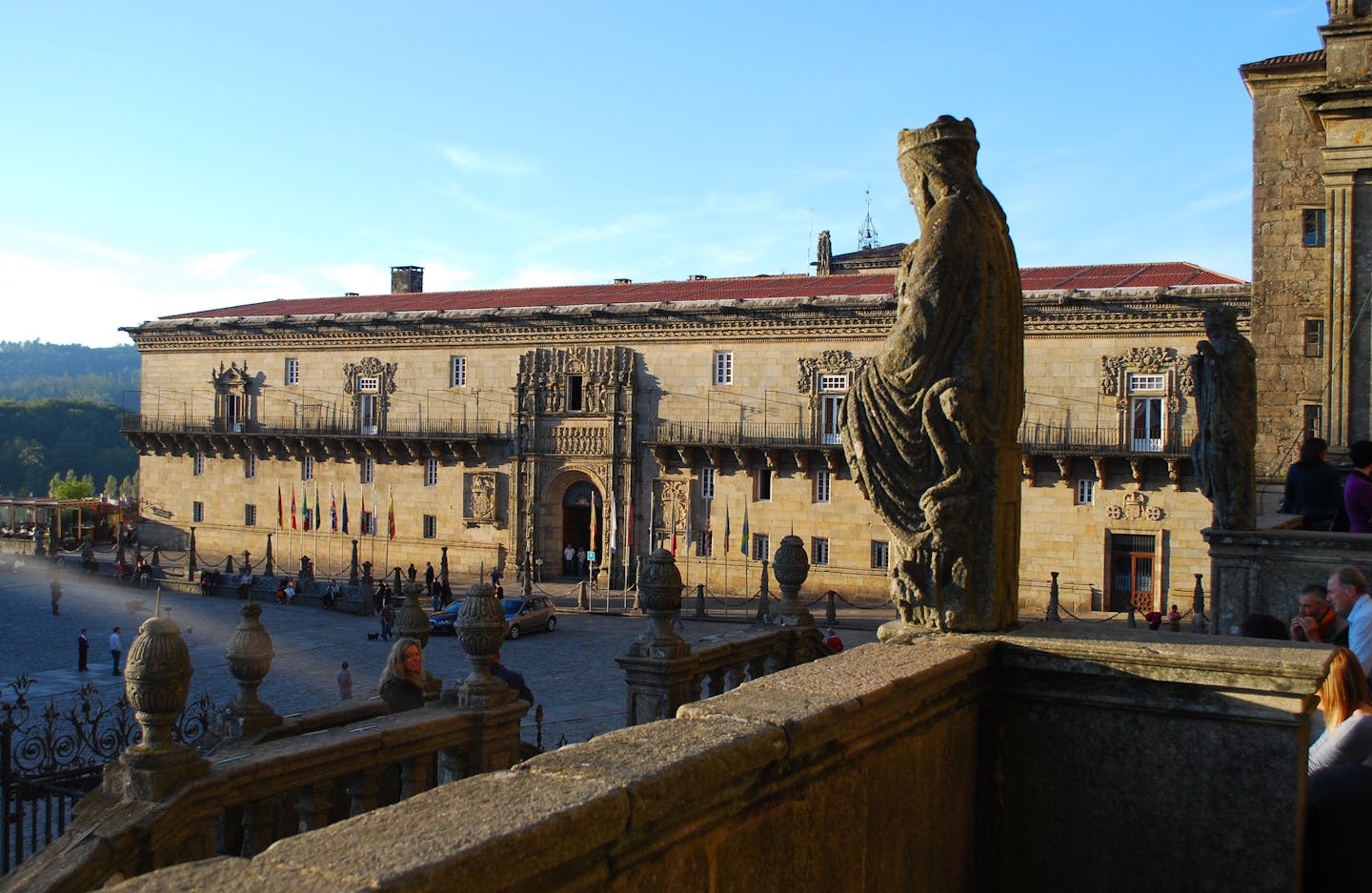 Parador de Compostela occupies a prominent spot on Obradoiro Square, near the cathedral that still draws pilgrims following the Way of St. James.