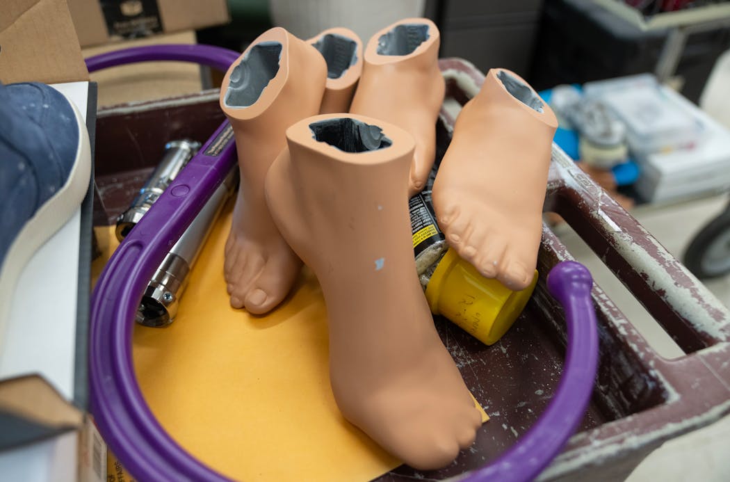 The Minneapolis VA Medical Center is working with companies in Ohio and Spain to produce 3D-printed feet that are compatible with different footwear styles and can be quickly attached to a modular prosthetic leg.
