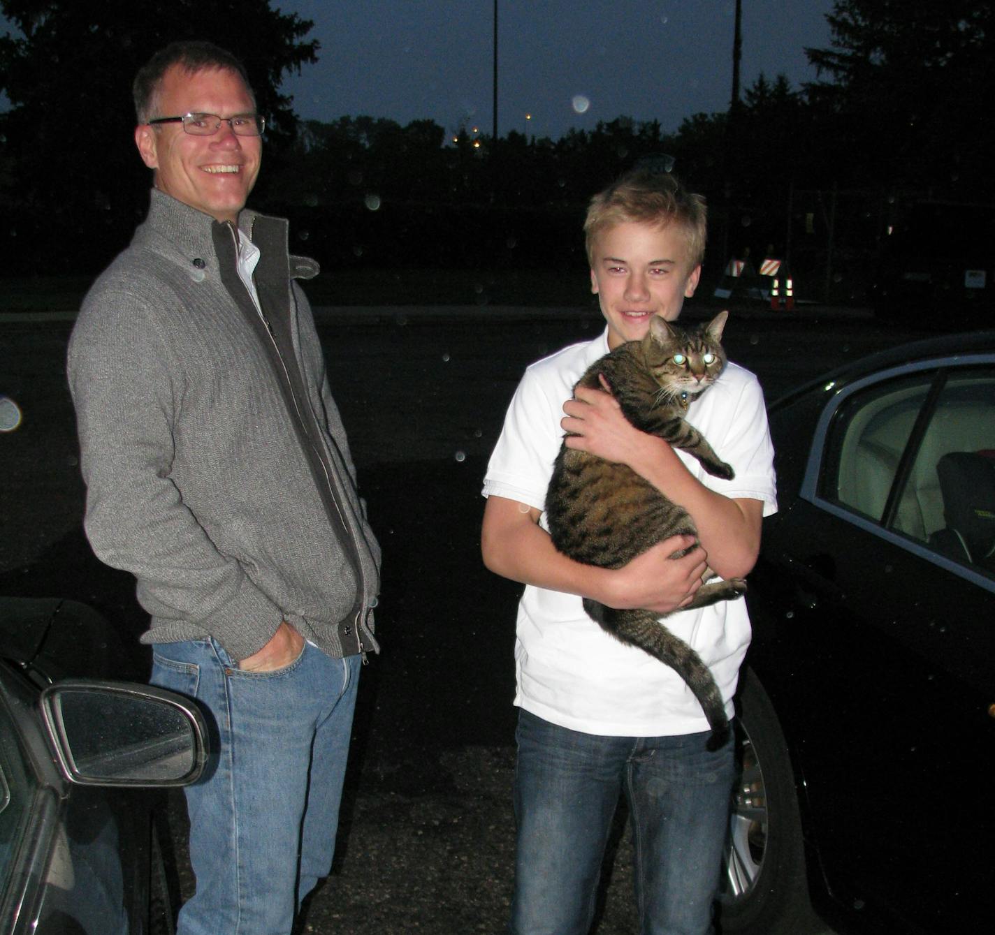 Jacob Johnson was reunited with BB the cat.