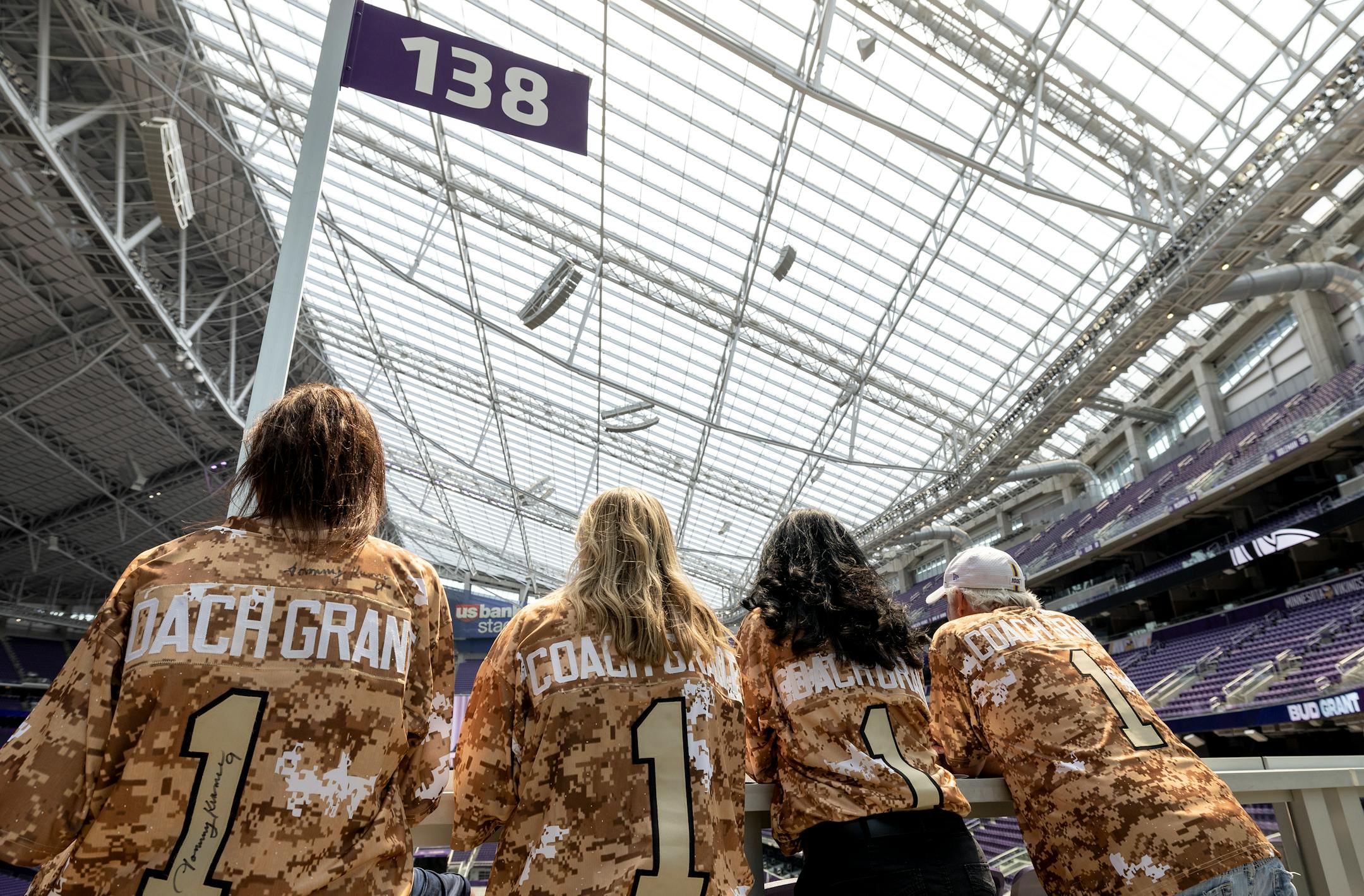 Coach Grant jerseys during a public celebration of for Minnesota Vikings coach Bud Grant.