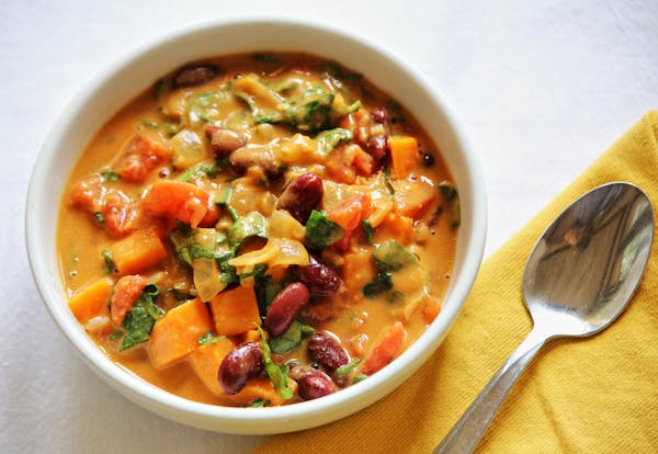 African Peanut Soup With Kidney Beans.