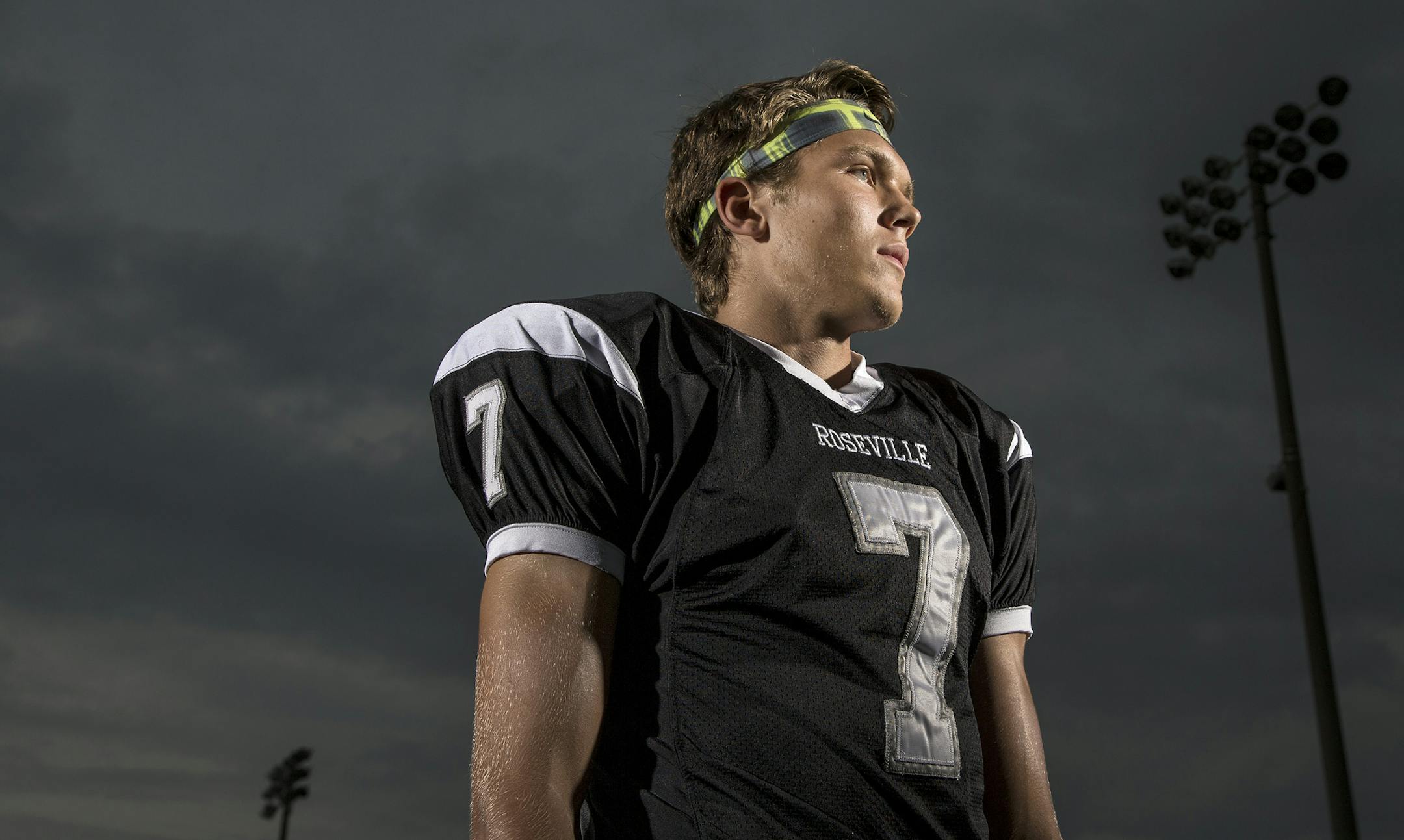 Jesper Horsted, Roseville High School ] CARLOS GONZALEZ cgonzalez@startribune.com - August 17, 2014 , Roseville, Minn, Profiles of five kids, each from a different and major conference, for prep football section. High School Football, Gunnar Bloom, Rogers Josh Corcoran, Lakeville Will Rains, Eden Prairie Jesper Horsted, Roseville Adam Buirge Park Center
