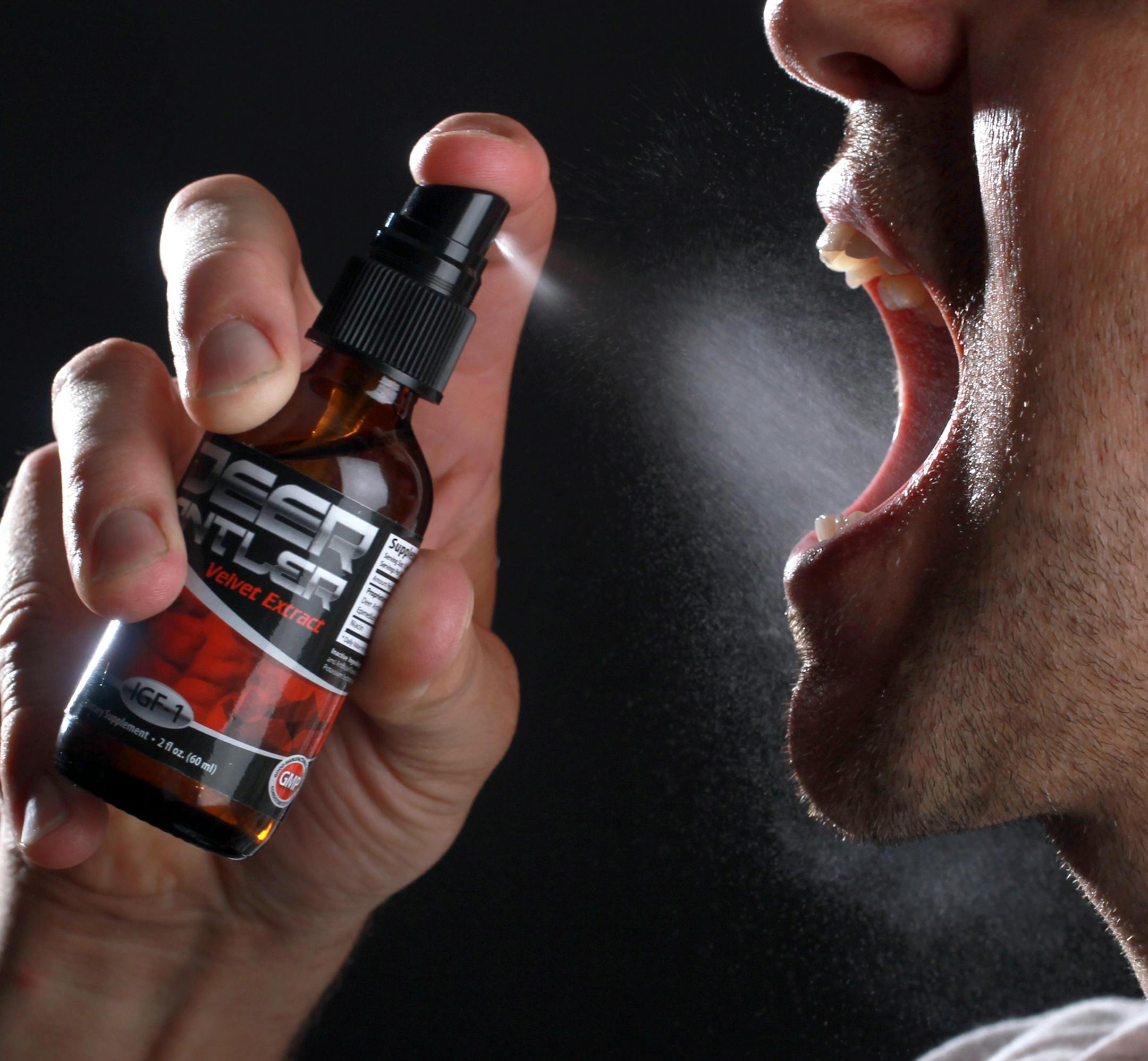 Deer-antler spray in use.