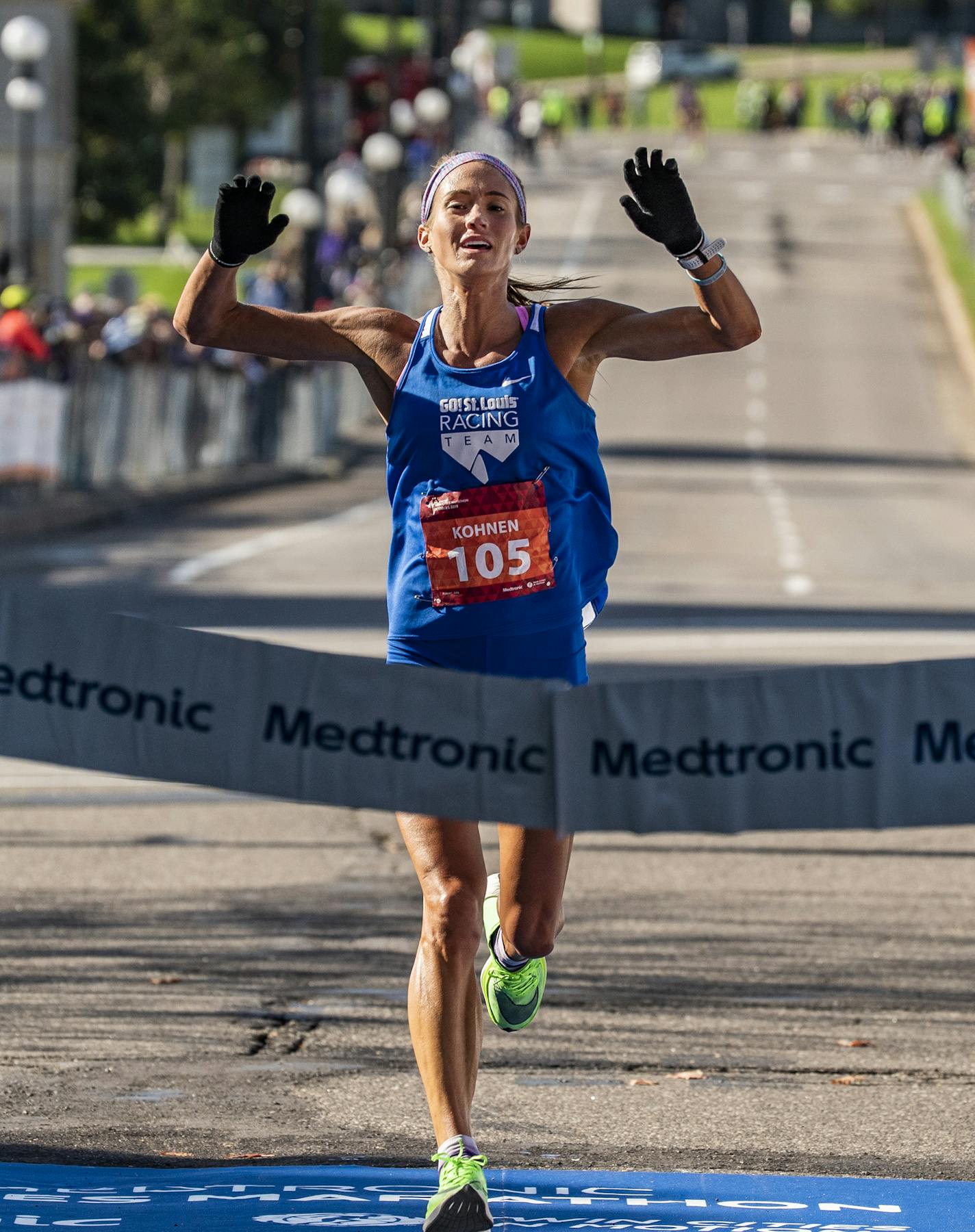 Julia Kohnen finished in first place in the women's category for the Twin Cities Marathon in a time of2:31:29.] Twin Cities Marathon RICHARD TSONG-TAATARII &#xa5; richard.tsong-taatarii@startribune.com