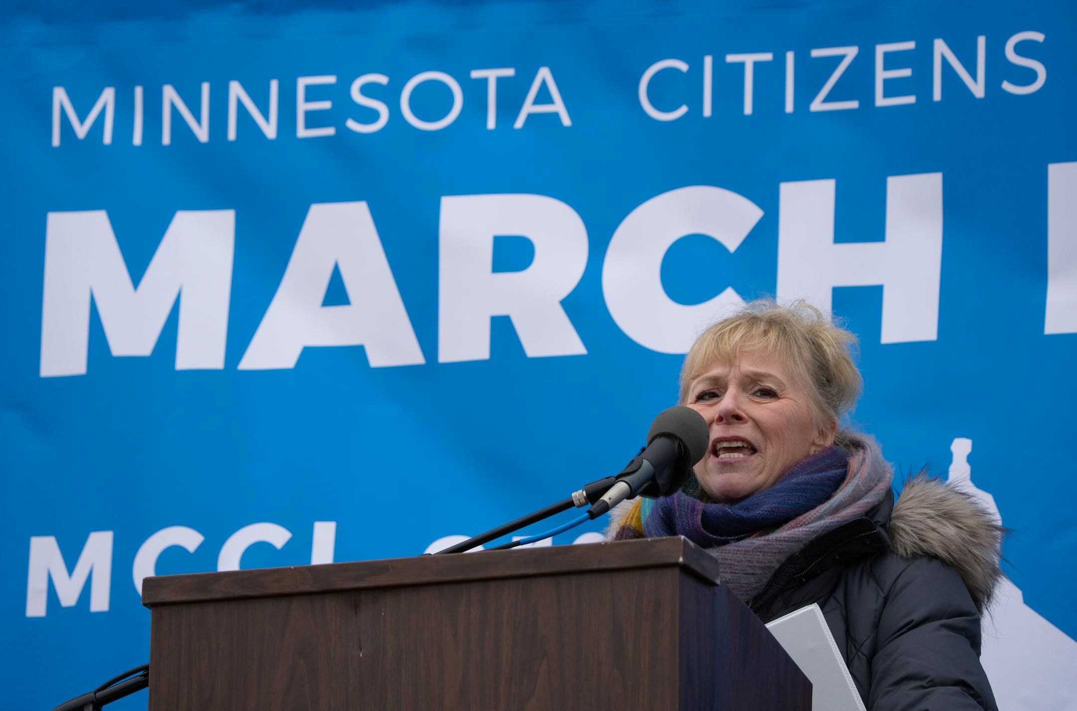 Minnesota Citizens Concerned for Life co-executive director Cathy Blaeser addressed the crowd.