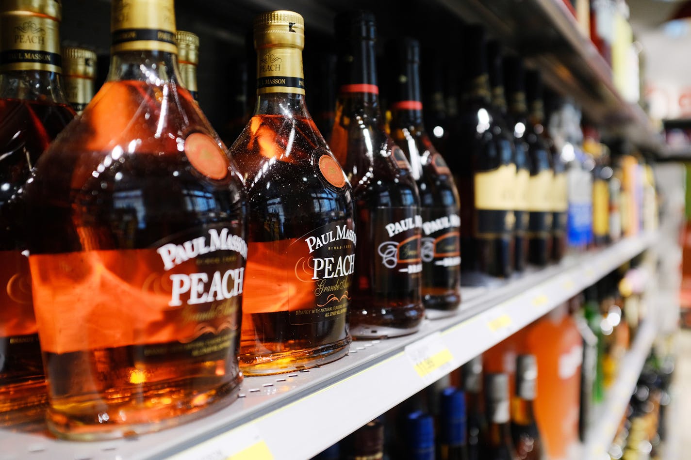 The shop will boast a large beer, wine and liquor selection. ] MARK VANCLEAVE &#xef; mark.vancleave@startribune.com * Workers put the final touches on the new liquor store set to open Friday in the downtown Minneapolis Target. Photographed Wednesday, June 28, 2017.