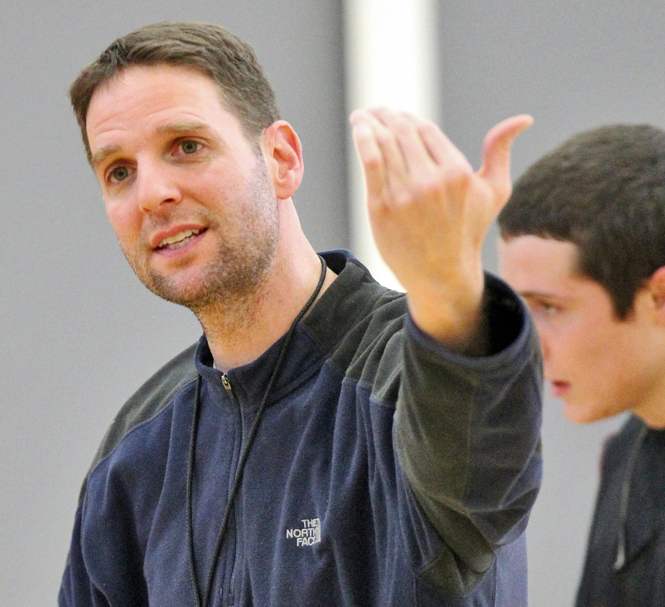 Profile on St. Louis Park basketball players DJ Pollard and Kashif Hayes. Photographed during recent practice. Head coach Dave Breitenbucher. (MARLIN LEVISON/STARTRIBUNE(mlevison@startribune.com (cq -) ORG XMIT: MIN1302211254250108
