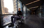 Star Tribune reporter James Walsh makes his way through the skyway to enter St. Paul City Hall on Feb. 29. He wrote in a recent story about becoming t