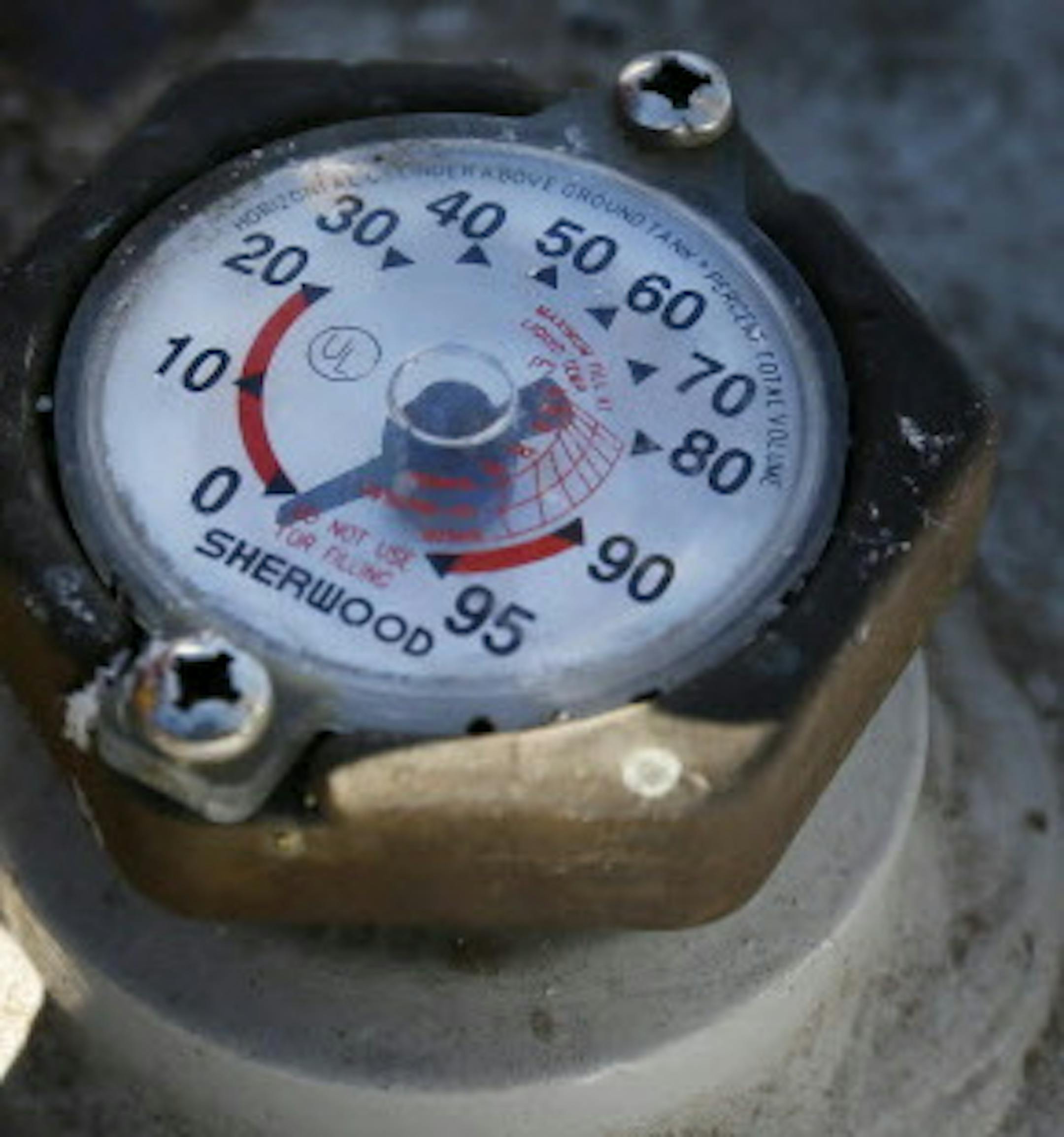 Ron Selleck said his propane tank was last filled in mid December. It is now empty and his house is being heated with electric heaters Sunday Jan. 26, 2014 in North Branch, Minn. Selleck is hoping to get his tank refilled on Monday. Rising propane prices are worrying many rural Minnesota residents who count on the fuel to heat their homes amid a bitterly cold winter.(AP Photo/The Star Tribune, Jerry Holt) MANDATORY CREDIT; ST. PAUL PIONEER PRESS OUT; MAGS OUT; TWIN CITIES TV OUT