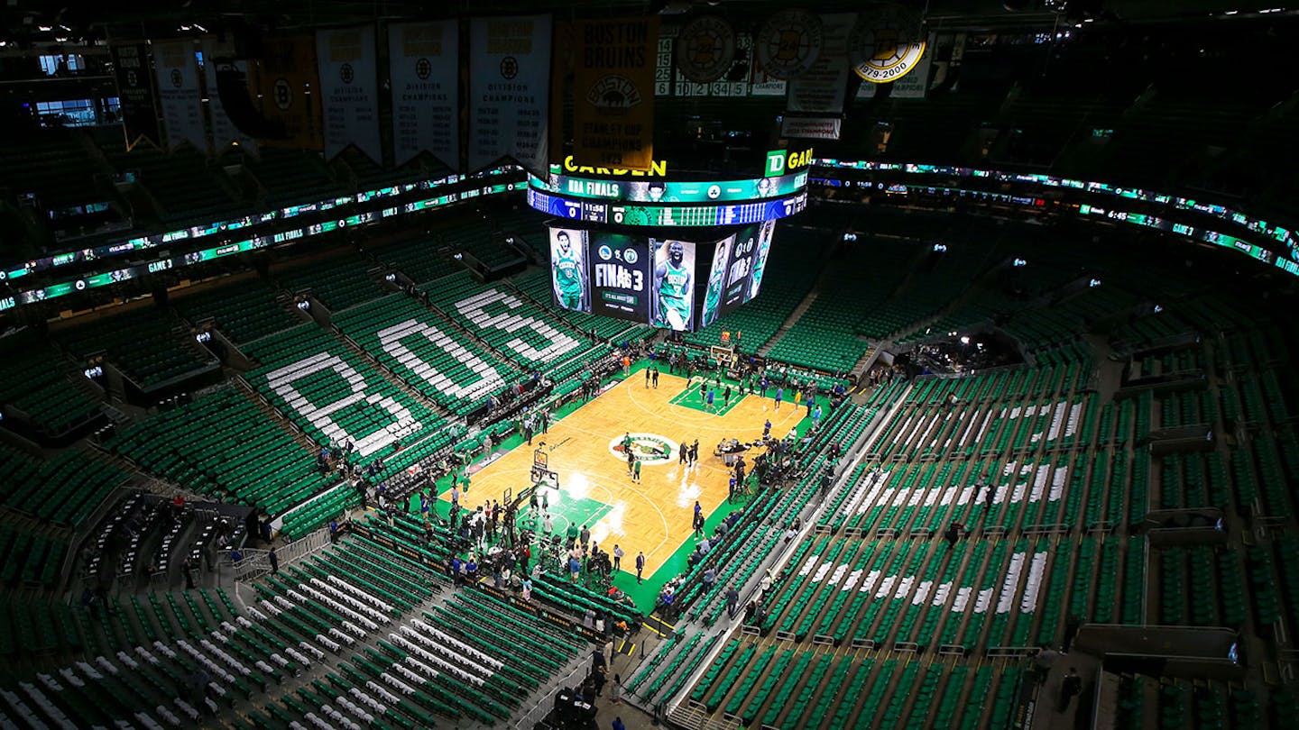 Jun 8, 2022; Boston, Massachusetts, USA; A general view of the TD Garden before game three of the 2022 NBA Finals between the Boston Celtics and the Golden State Warriors. Mandatory Credit: Paul Rutherford-USA TODAY Sports