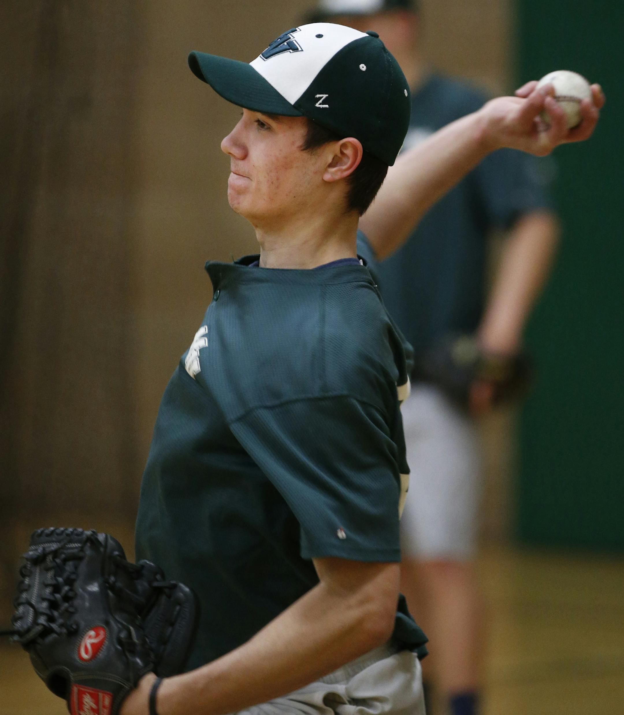 At the Mounds View H.S. baseball practice, pitcherJeremiah Bonde is the number two pitcher.] Richard Tsong-Taatarii/rtsong-taatarii@startribune.com