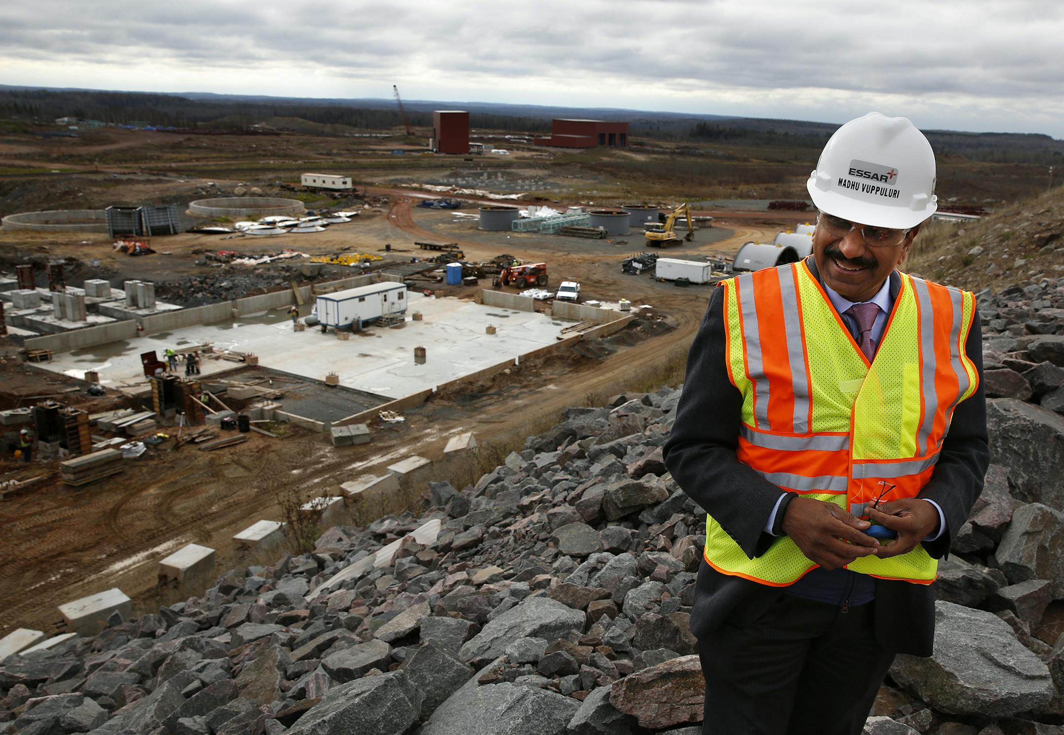 Madhu Vuppuluri, president and CEO of Essar Steel Minnesota, looks over the Essar Project in Nashwauk, Minn. Essar Steel Minnesota recently ramped up construction on an $1.8 billion taconite plant after securing the funding needed to complete the project.