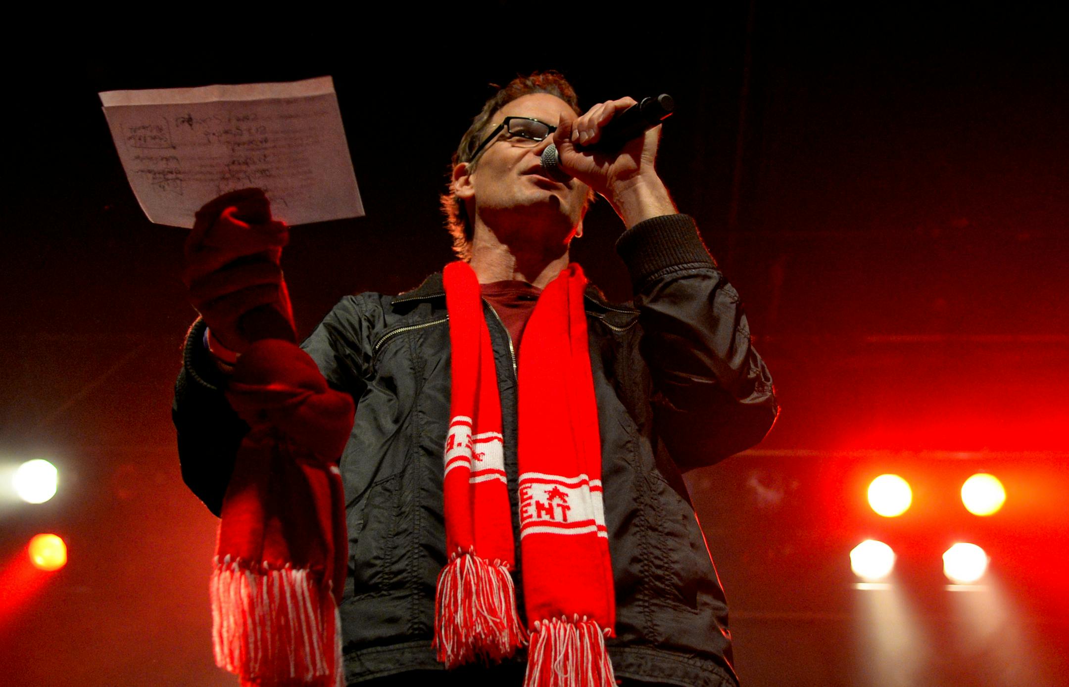 89.3 The Current program director Jim McGuinn introduces the staff of the Current before the Cold War Kids took the stage at the Current's first of two nights at First Avenue for the 10th Anniversary birthday concert series. ] (SPECIAL TO THE STAR TRIBUNE/BRE McGEE) **Jim McGuinn (89.3 The Current program director)