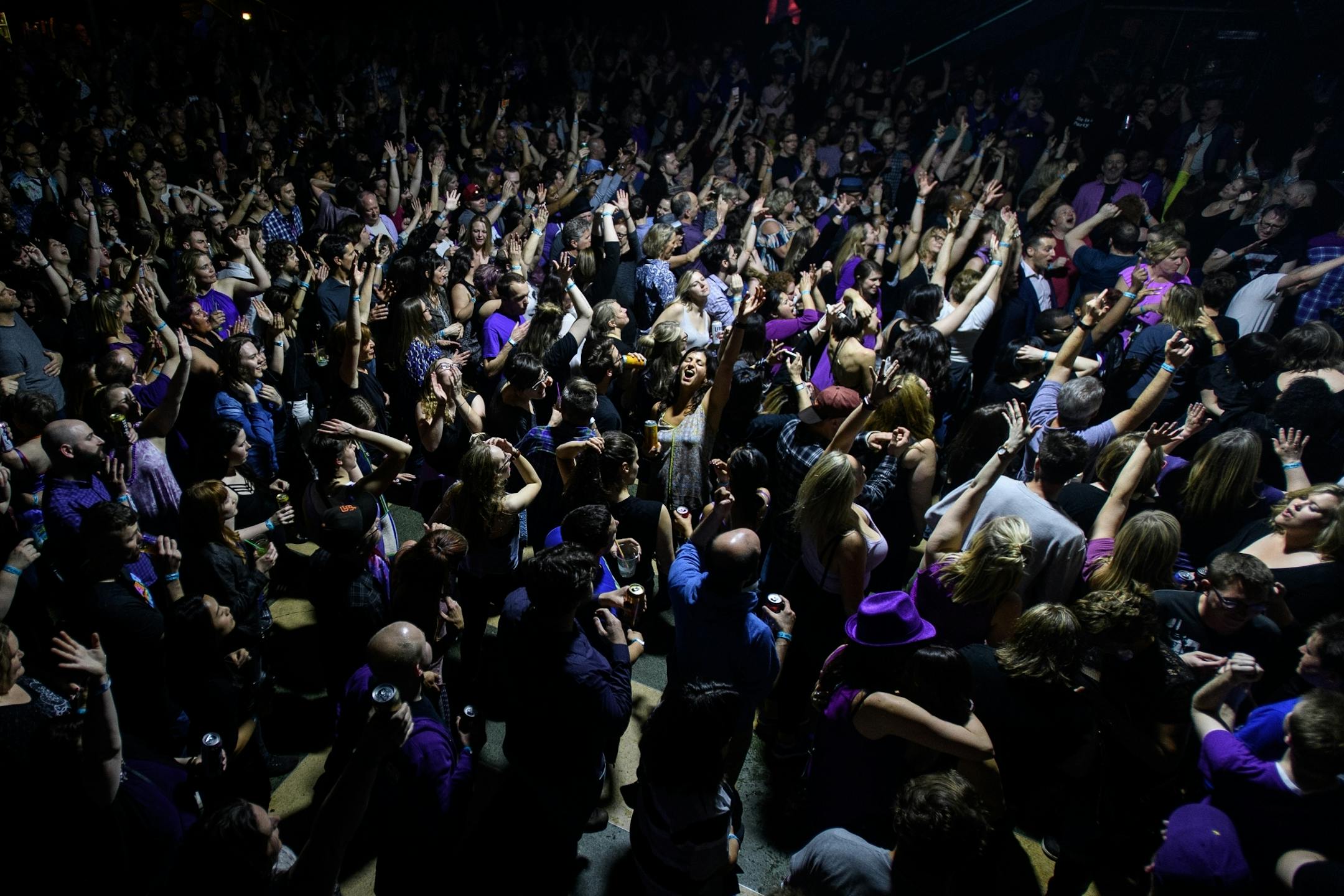 Revelers danced at Friday night's all-night Prince-themed dance party at First Avenue.
