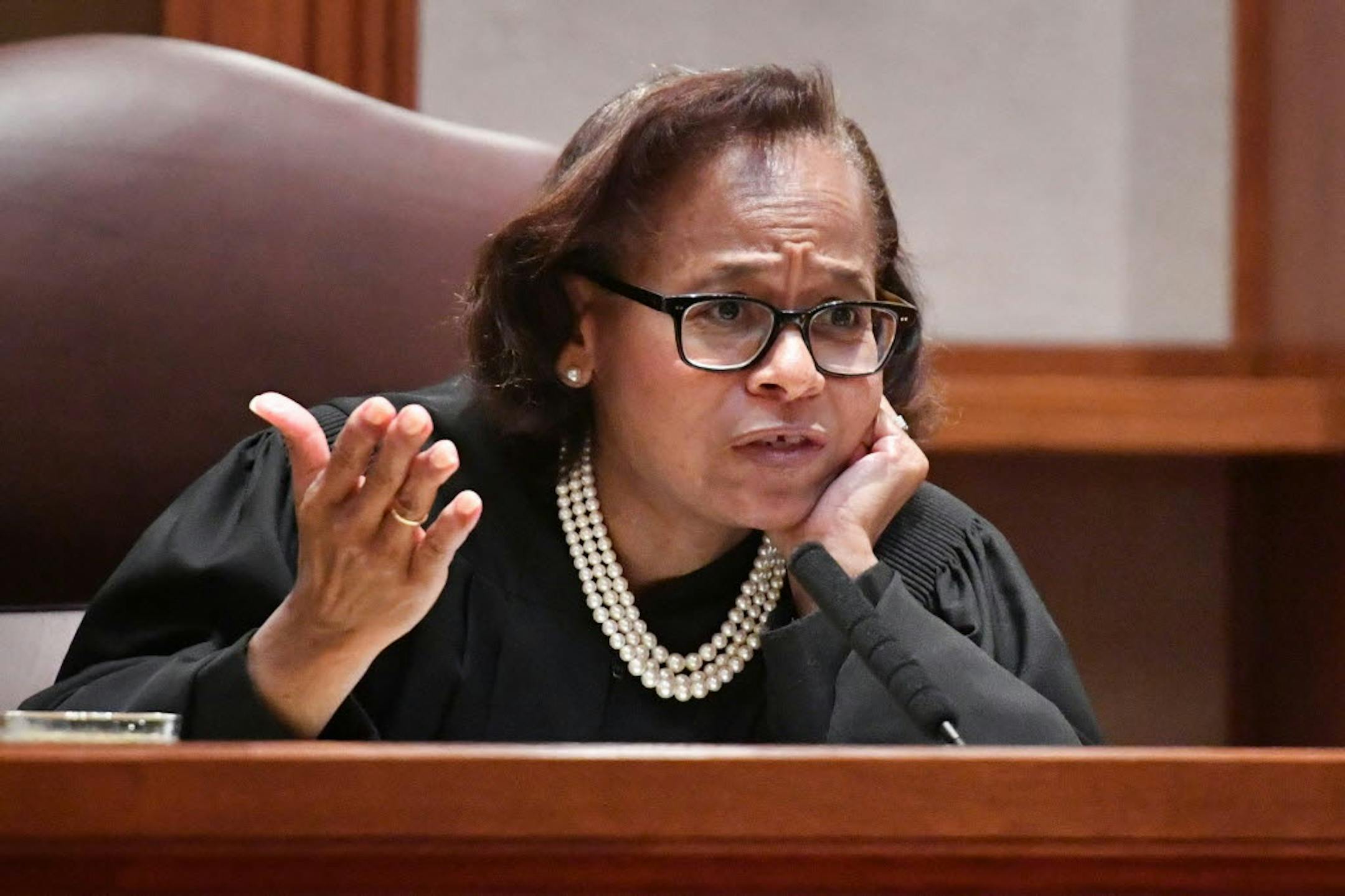 "It's important that the voters decide," said Associate Justice Natalie E. Hudson, shown in August.