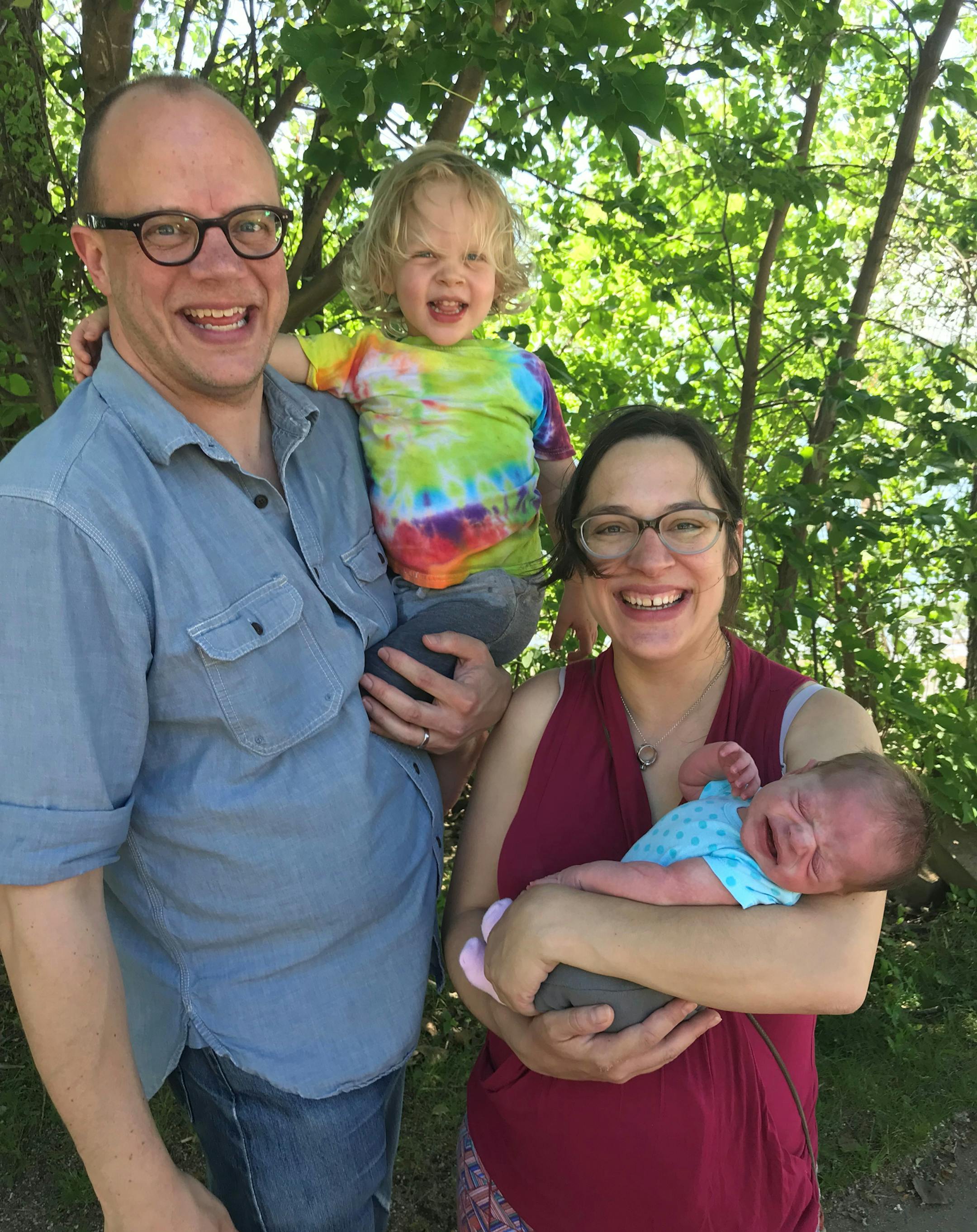 Emily Gunyou Halaas and her family, Per Halaas, Bror Halaas and Loanna Halaa, take "little walks" in the evening. Provided photo