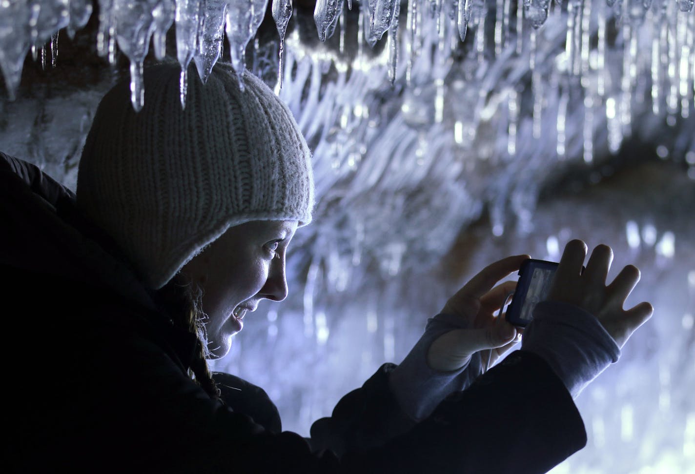 A dazzling display of ice sculptures has formed because of the arctic chill that hit the Upper Midwest this winter.