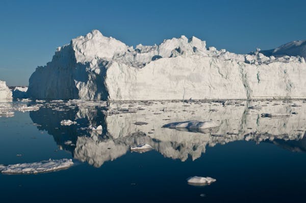 This May 30, 2012 image provided by Ian Joughin shows an iceberg in or just outside the Ilulissat fjord, that likely calved from Jakobshavn Isbrae, th