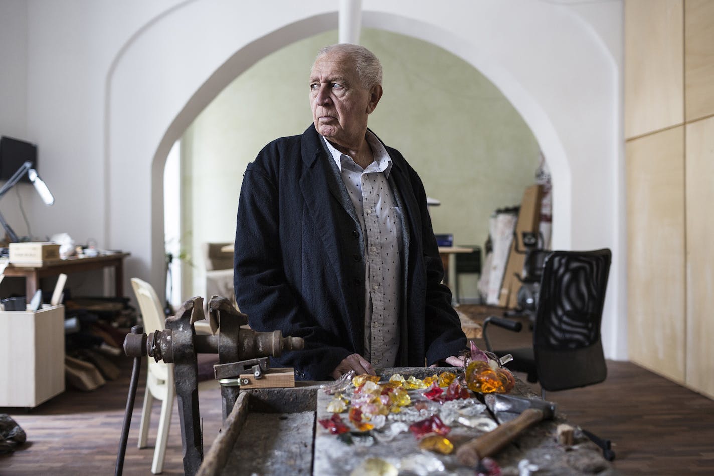 Artist Jimmie Durham at his studio and home, a former 12th-century convent, in Naples, Italy, Feb. 3, 2017. (Giulio Piscitelli/New York Times)