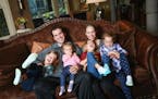 Ben Utecht with his wife Karyn and their four daughters Elleora, 7, Haven, 1, Amy and Kate, both 5.