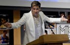 FILE - In this Jan. 25, 2017, file photo, Milo Yiannopoulos speaks on campus in the Mathematics building at the University of Colorado in Boulder, Col