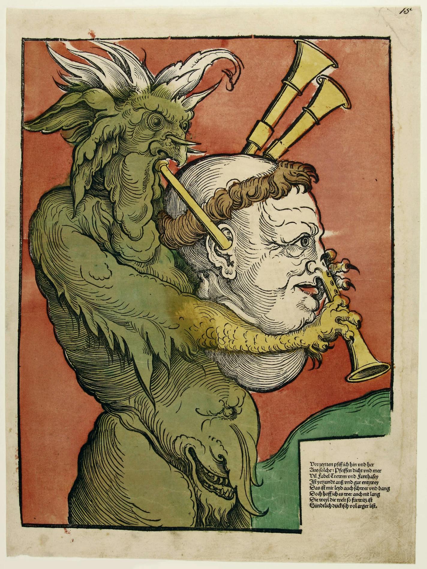 Erhard Sch&#x2c6;n (attributed)
Demon playing monk bagpipe, c. 1535
&#xa9; Foundation Schloss Friedenstein Gotha Mia &#xec;Martin Luther: Art and the Reformation&#xee; exhibit 2016