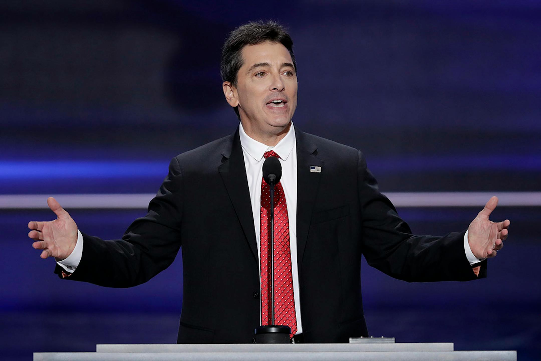 Actor Scott Baio speaks during the opening day of the Republican National Convention in Cleveland, Monday, July 18, 2016. (AP Photo/J. Scott Applewhite)