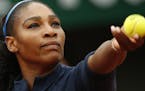 FILE - In this June 3, 2016 file photo, Serena Williams of the U.S. serves the ball in the semifinal match of the French Open tennis tournament agains