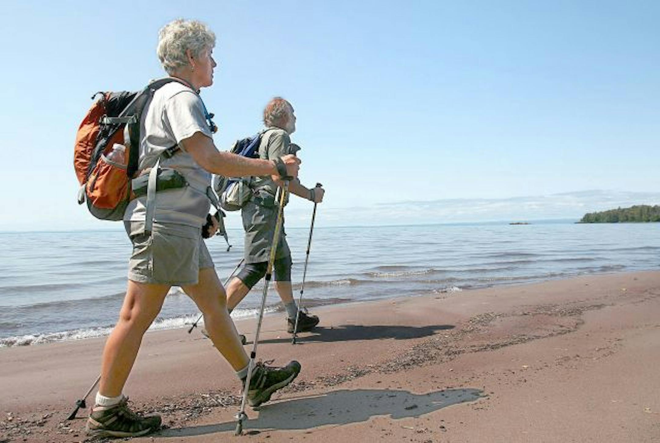 Kate Crowley and Mike Link hiked along a beach on Lake Superior in Ontario's Sleeping Giant Provincial Park.